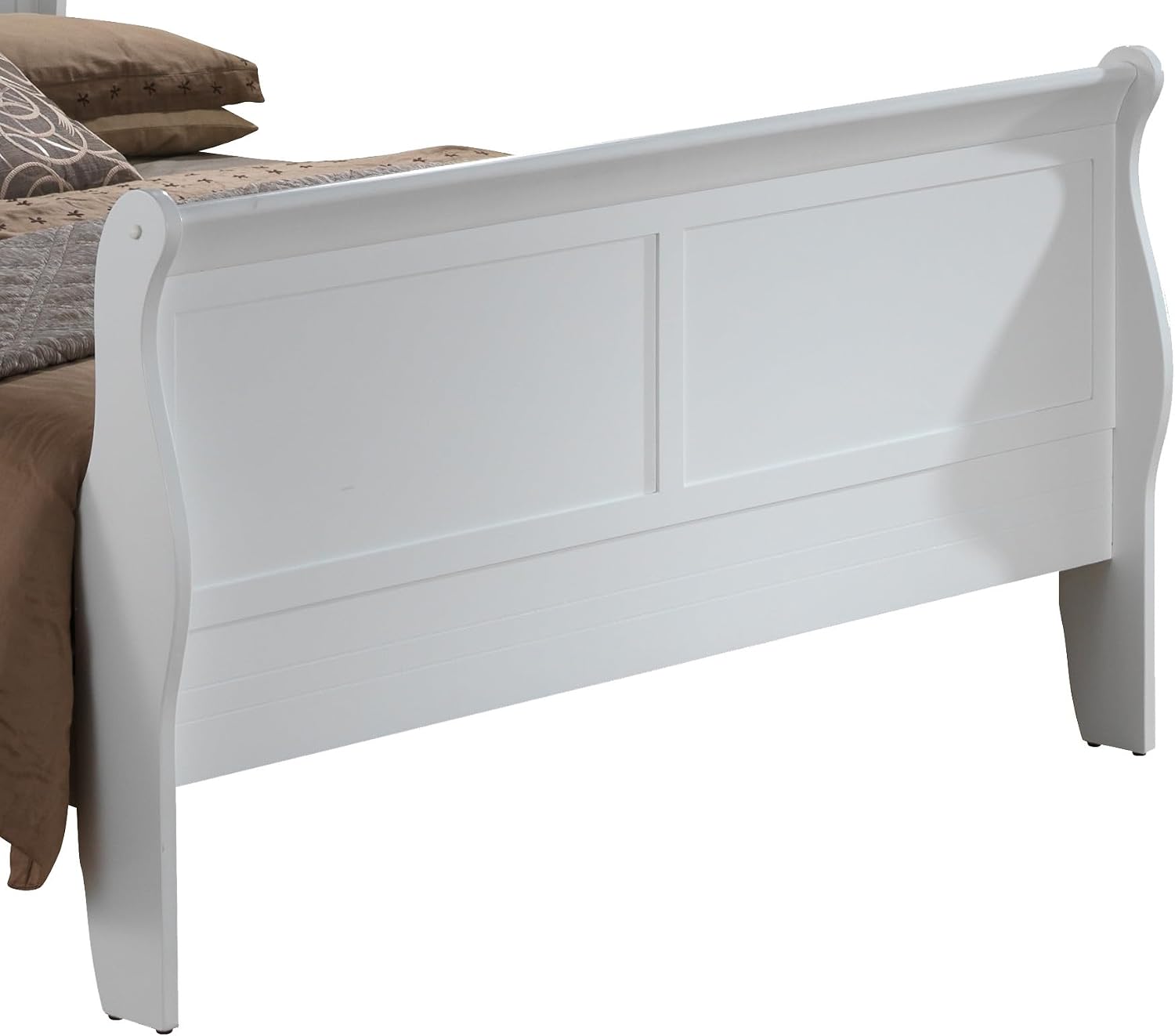 GDFStudio Full Size Wood Platform Bed Frame, Classic Sleigh Design with Curved Trim & Wood Posts,Easy Assembly, Box Spring Required,Timeless Elegant Bedroom Furniture,White