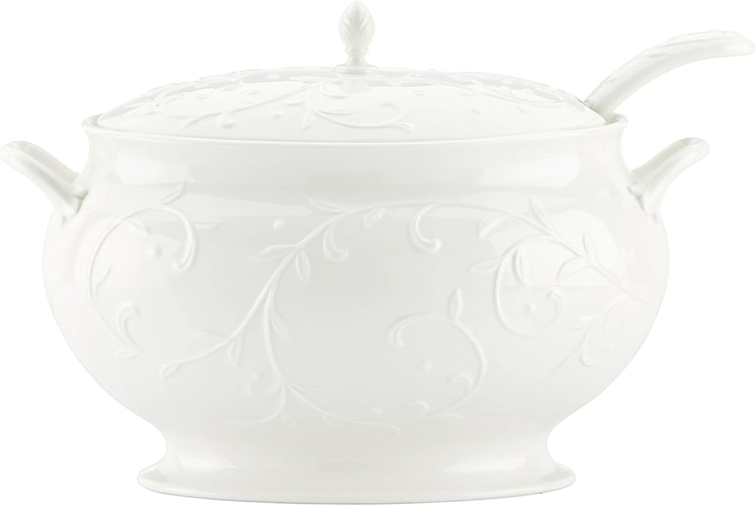 Lenox Opal Innocence Carved Covered Soup Tureen with Ladle, 10-1/4-Inch, White, 152 ounces
