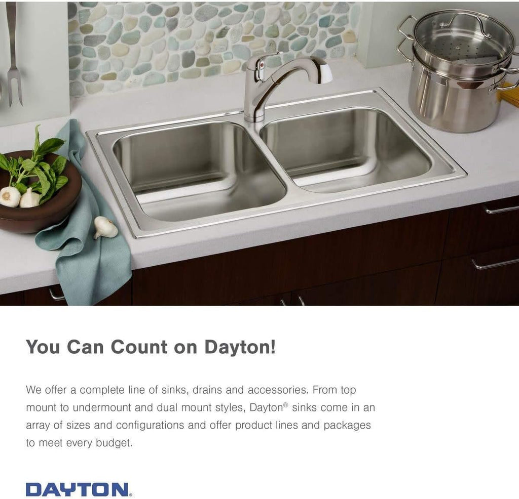 Elkay Dayton Stainless Steel 33' x 21-1/4' x 5-3/8', 2-Hole Equal Double Bowl Drop-in Sink