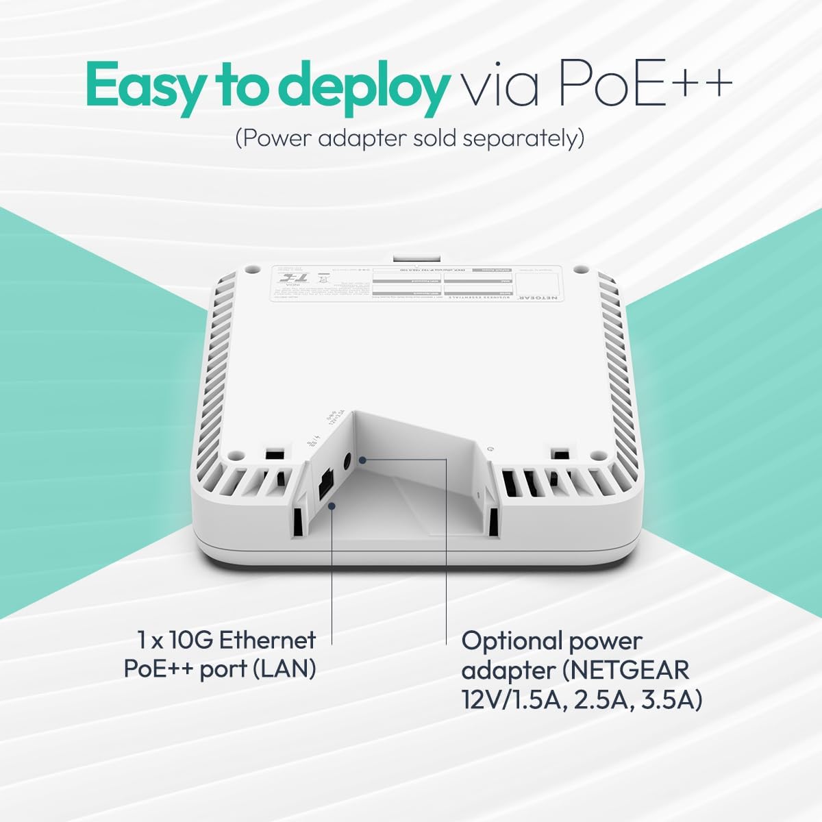 NETGEAR Tri-Band PoE 10 G Insight Manageable WiFi 7 Access Point (WBE750) – 18.4 Gbps Speed (AX18400) - Covers up to 3,000 sq. ft., 256 Client Devices - WPA3 - Power Adapter not Included