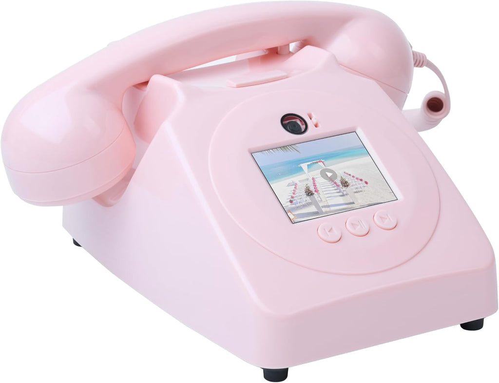 Video Audio Guest Book Wedding Phone, 1080P HD Video Audio Phone Guestbook, Preserve Your Special Occasions, Ideal for Wedding Bridal Shower, Birthday, Graduations, Baby Shower (Pink)