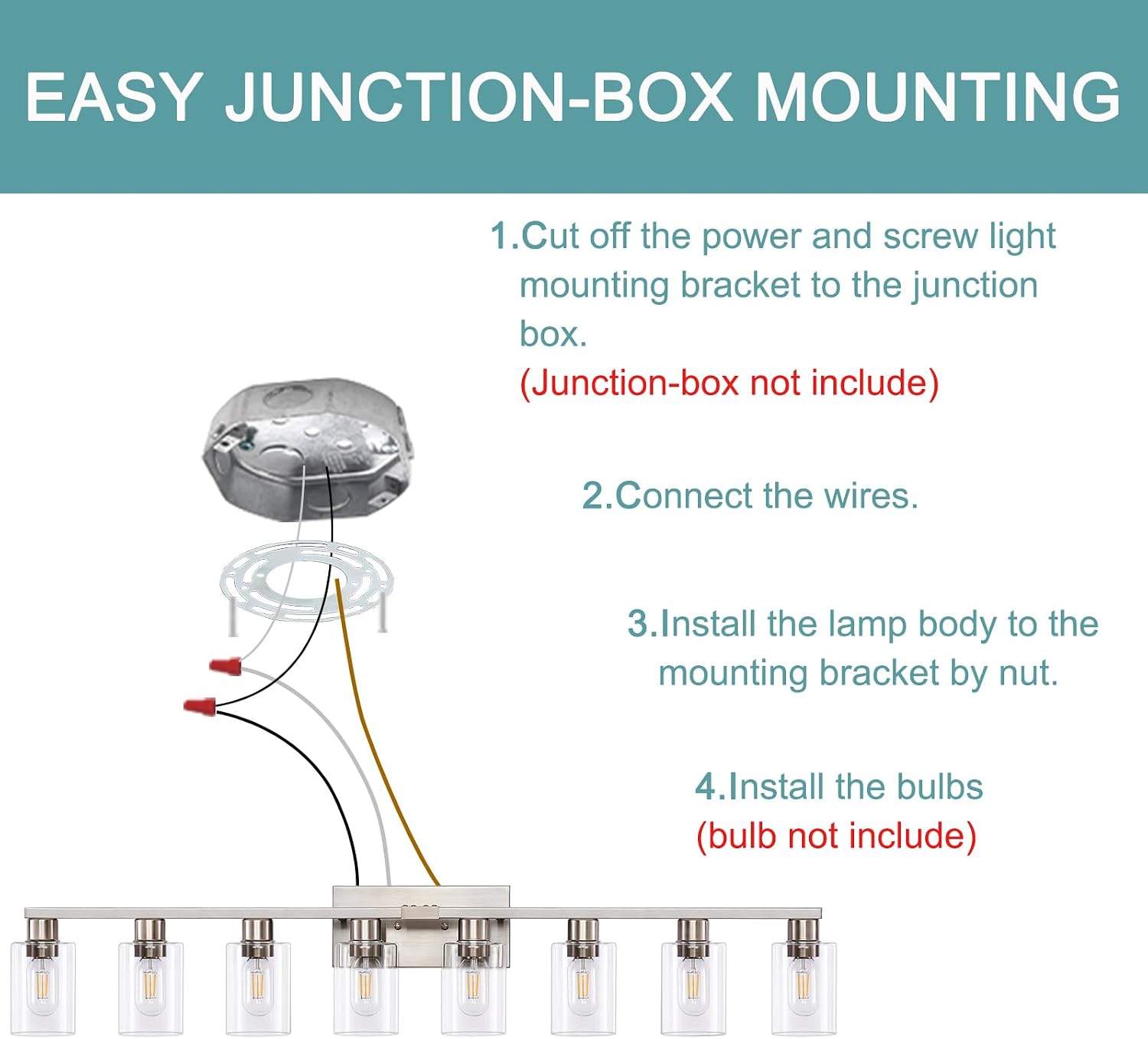 8 Light Bathroom Vanity Light, Large Brushed Nickel Vanity Lights Fixtures, Bathroom Lighting Fixture Over Mirror with Clear Glass Shade for Mirror, Bedroom, Living Room, Wall Lamp