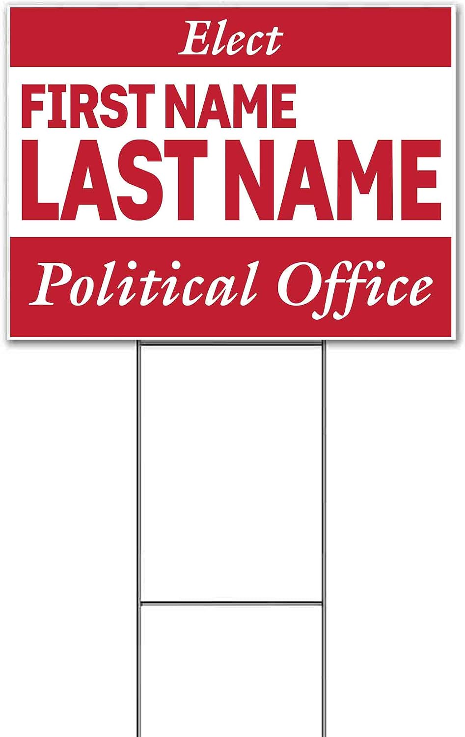 Elect Name Political Office Customizable (18' x 24') Yard Sign, Quantity Discounts, Multi-Packs, Includes Metal Step Stake, Bandit, New, Advertising, USA