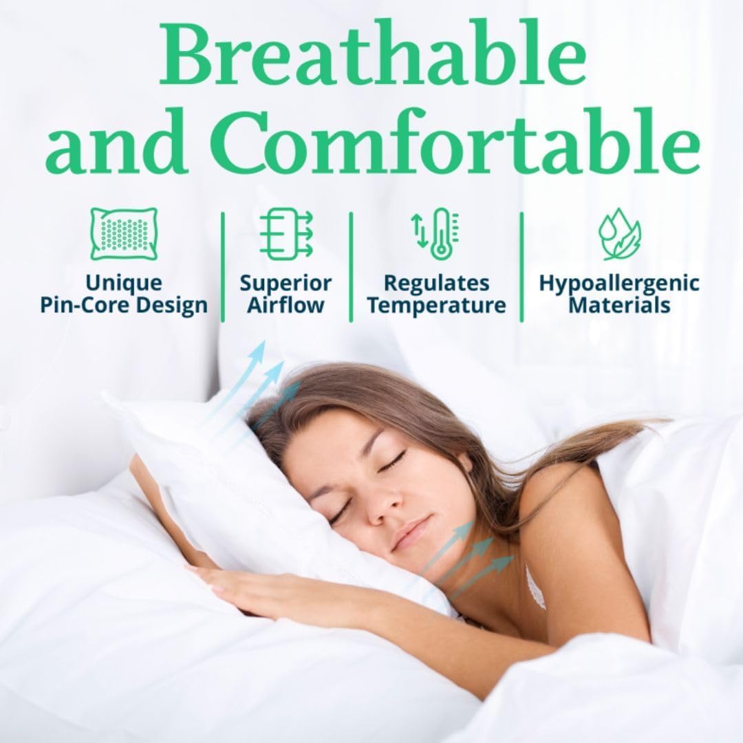 OrganicTextiles Natural Latex Pillow with Organic Cotton Cover, Standard Size, Soft, Pressure Relief, Neck Pain Relief, Bed Pillow for Side, Back and Stomach Sleeper