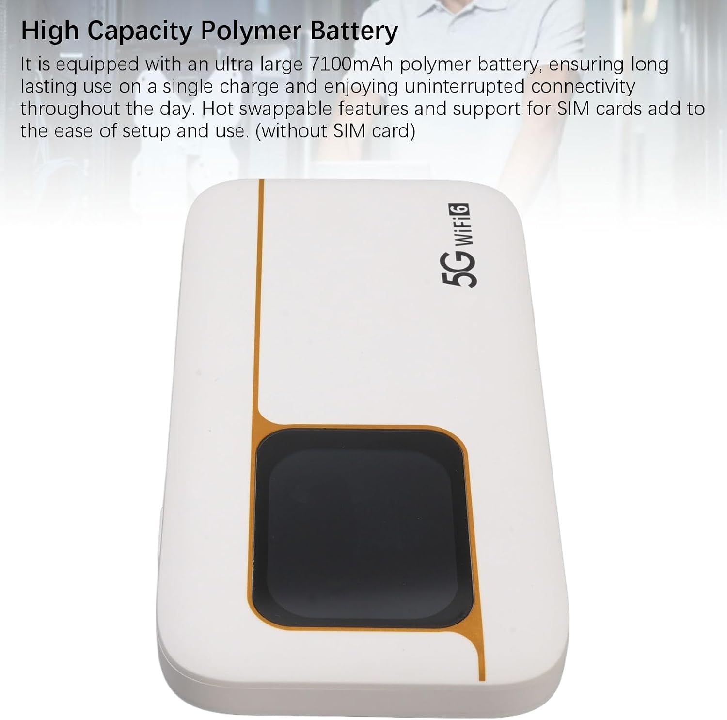 5G WiFi 6 Mobile Hotspot, Wireless Hotspot Router, Portable WiFi Device Supports SIM Card Slot and 16 Devices, 2.01 inch Touch Screen 7100mAh Rechargeable for Travel, Home