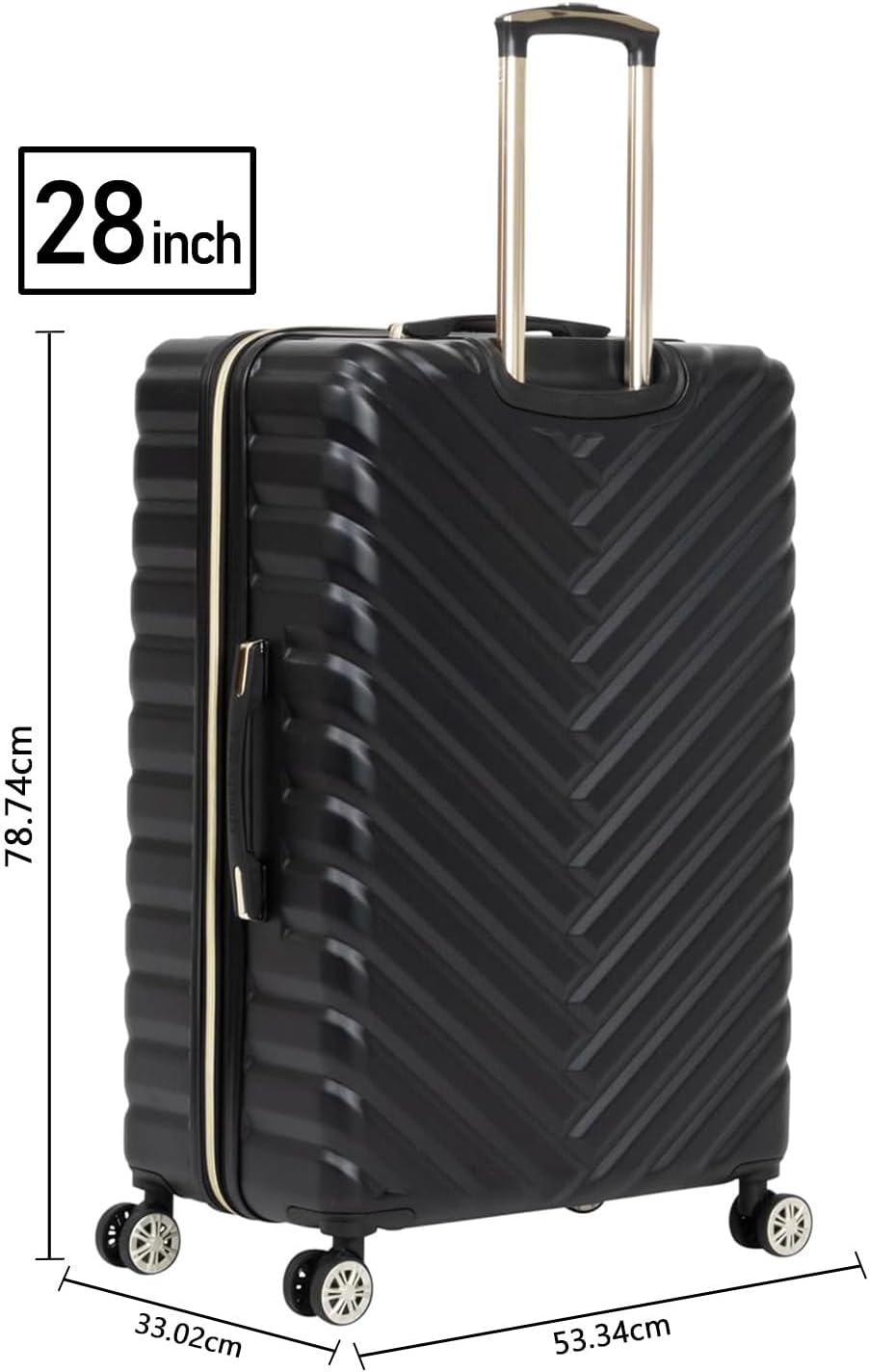 Kenneth Cole REACTION Madison Square Lightweight Hardside Chevron Expandable Spinner Luggage, Black, (28-Inch Checked)