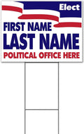 Elect Name Political Office Customizable (18' x 24') Yard Sign, Quantity Discounts, Multi-Packs, Includes Metal Step Stake, Bandit, New, Advertising, USA