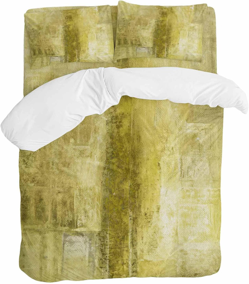 Prime Leader Yellow Gradient Duvet Cover Set Queen Size 4 Pieces Modern Abstract Oil Painting Minimalist Bedding Set with Zipper Closure, 1 Comforter Cover 86x86 Inches 1 Flat Sheet & 2 Pillow Cases
