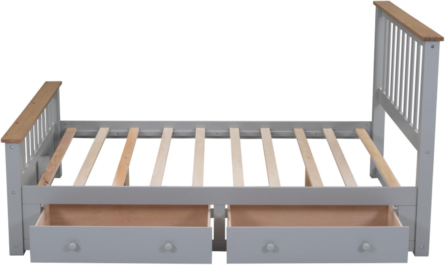 Rustic Bedroom Furniture Set: Platform Bed with Storage Drawers, Nightstand with USB Charging Ports, and 6-Drawer Chest - Solid Wood Construction (Grey,Full Bed)