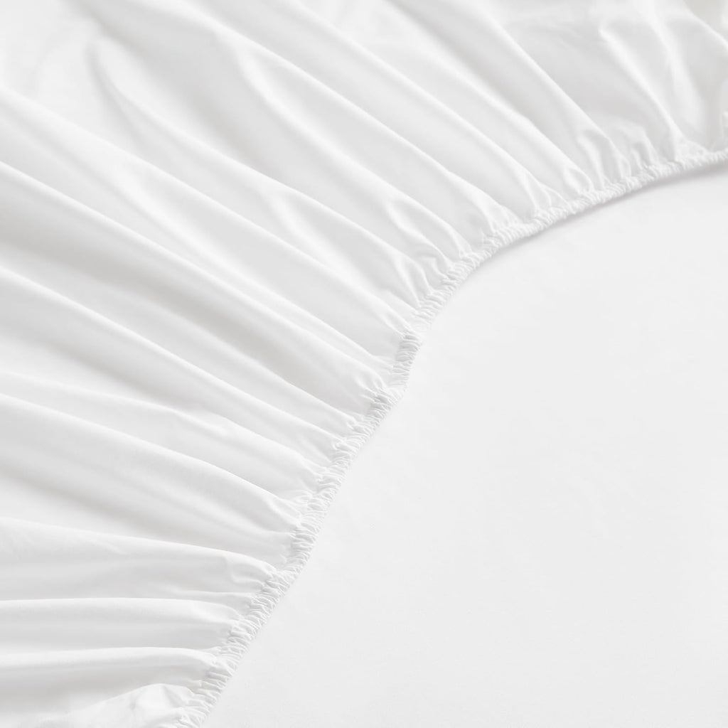 Lush Decor Coastal Chic Scalloped Edge Cotton Sheet Set 4 Piece Set King Neutral - White Sheets - Scallop Trim - Bed Sheets - Coastal Decor