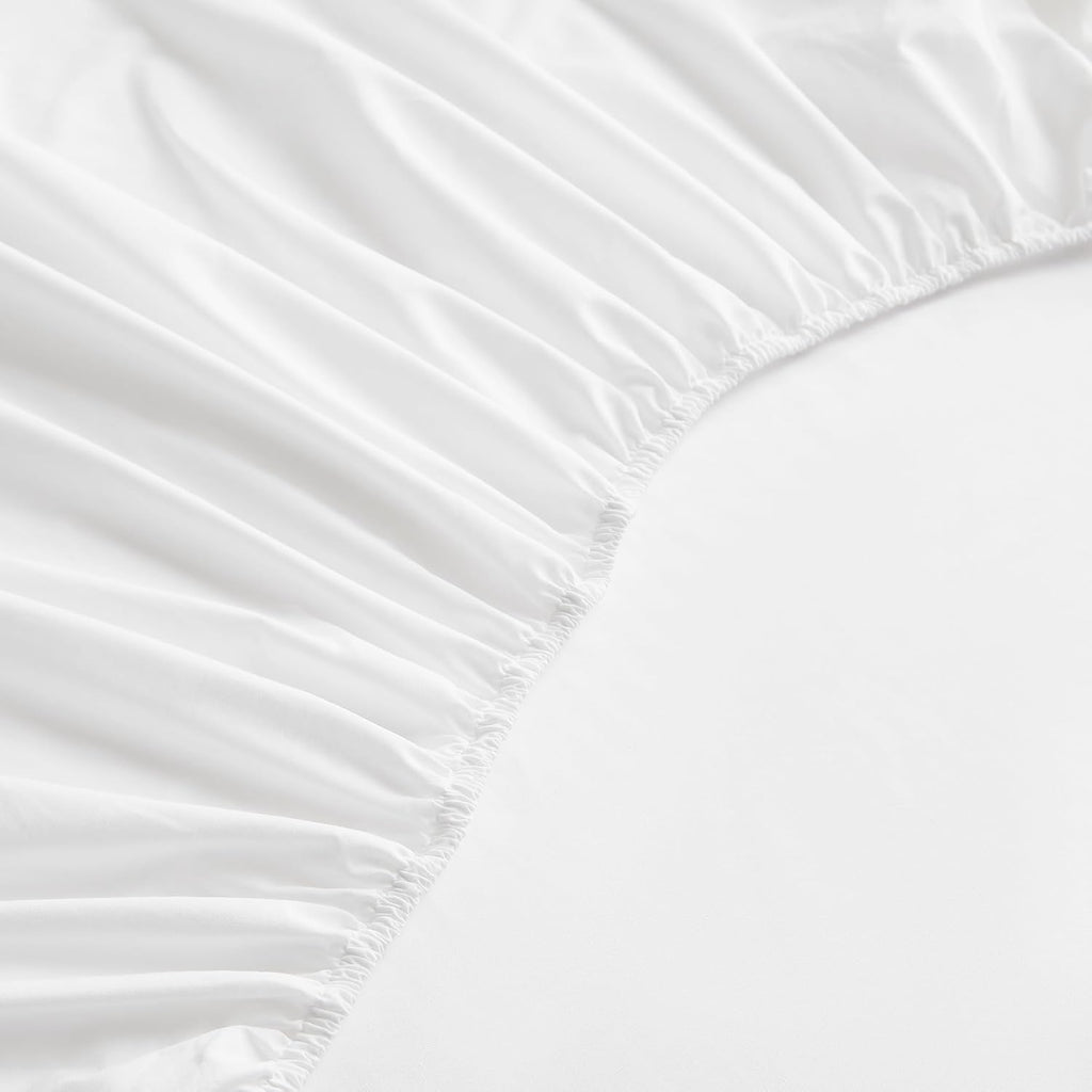 Lush Decor Coastal Chic Scalloped Edge Cotton Sheet Set 4 Piece Set Queen Neutral - White Sheets - Scallop Trim - Bed Sheets - Coastal Decor