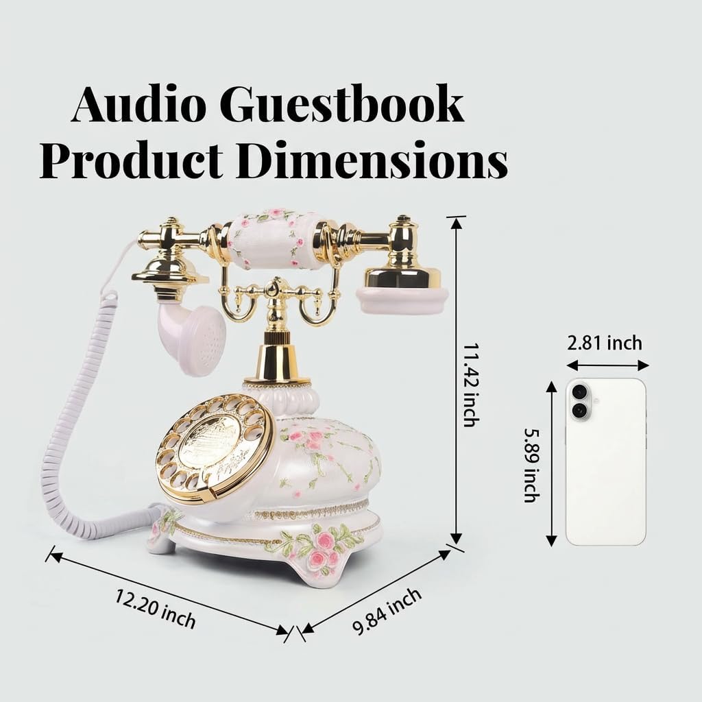 Audio Guest Book Wedding Phone, Audio Guestbook Phone Recorder, Leave a Message After the Tone Guest Book, for Weddings, Parties, Birthdays, Graduations (Flower Striped