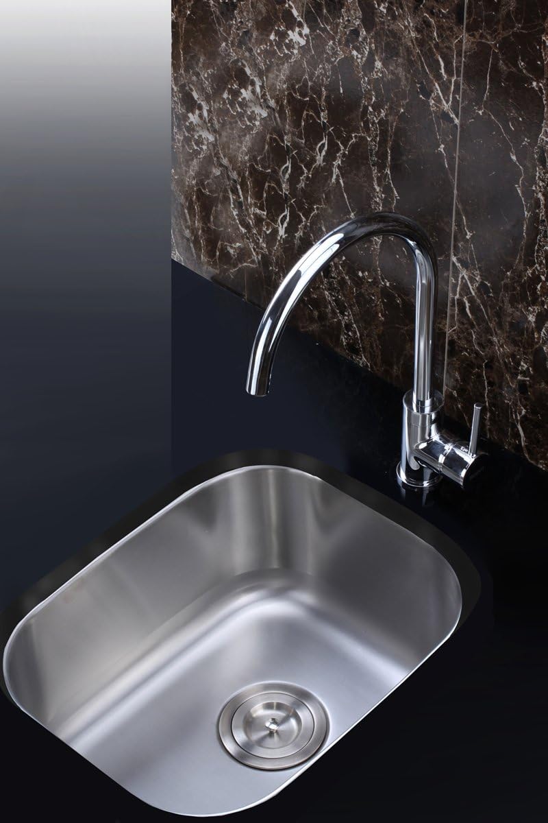 Ruvati 12 x 18 inch Rounded Corners Undermount Kitchen Sink Single Bowl - 16 Gauge Stainless Steel Bar Prep Sink with Brushed Finish hides scratches, Easy-to-Clean Undermount kitchen Sink - RVM4111