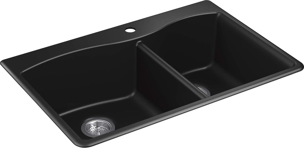 Kohler 28002-1-CM1 Kennon® 33' top-/undermount double-bowl kitchen sink, Matte Black