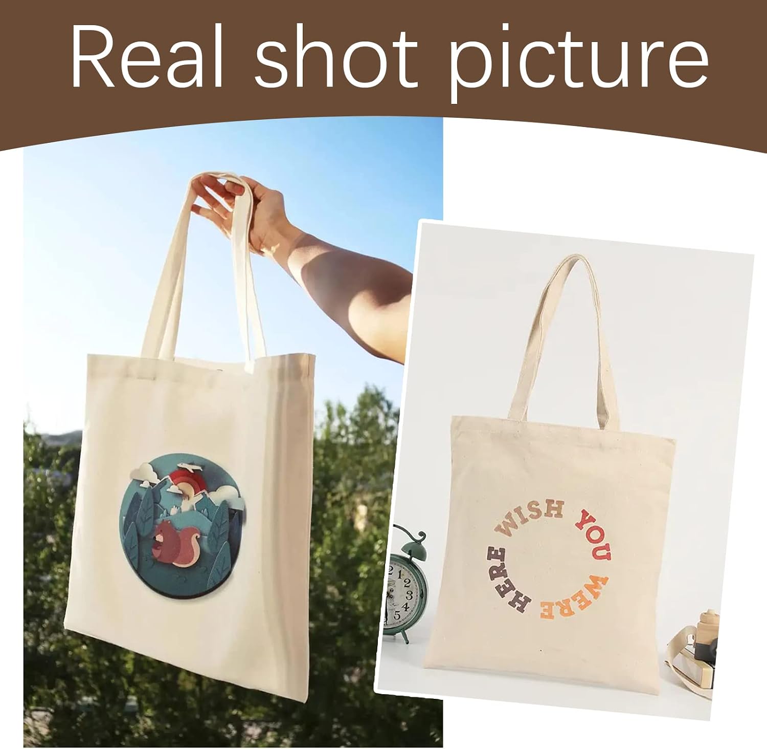 OKBA Sublimation Tote Bags, Canvas Bags Bulk Blank Tote Bags, Reusable Shopping Bags for Decorating DIY Crafting