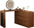 Messenya Makeup Vanity Desk with Full Aluminum HD Lighted Mirror, 50-90in Extendable Modern Dressing Table, 6-Drawer Storage Cabinet with Rounded Anti-Collision Corners, Bedroom Vanity, Brown