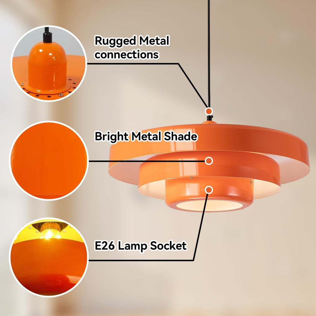 Plug in Pendant Light Fixtures, Plug in Chandelier Mid Century Modern Hanging Lamp with Pulley Nordic Style Pendant Lamp Metal Shade On/Off Switch Hanging Light for Living Room Dining Bedroom Kitchen