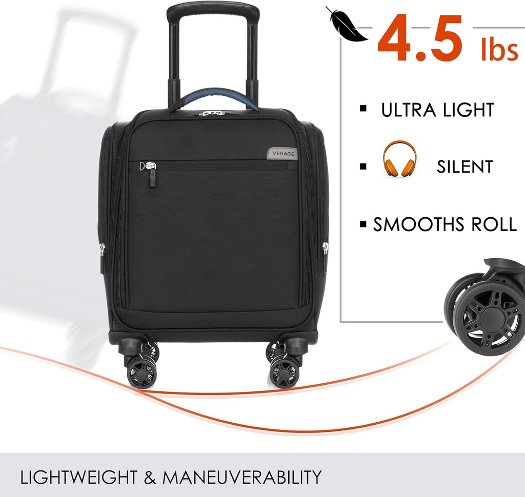Verage Carry On Underseat Luggage with Wheels & USB Port, 14 Inch Wheeled Spinner Bag Carry-on Luggages for Airlines, Lightweight Suitcase Men Women, Pilots and Crew (14-Inch Compact)