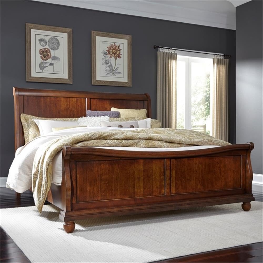 Liberty Furniture Industries Rustic Traditions Queen Sleigh Bed, Cherry