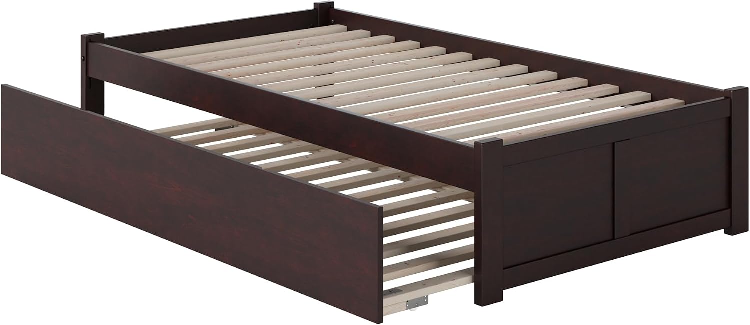 AFI Concord Twin XL Size Platform Bed with Footboard & Twin XL Trundle in Espresso