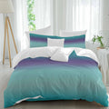 Gradient Green Duvet Cover Set Queen Size 4 Pieces Modern Minimalist Green Purple Ocean Beach Bedding Set with Zipper Closure, 1 Comforter Cover 90x92 Inches 1 Flat Sheet & 2 Pillow Cases