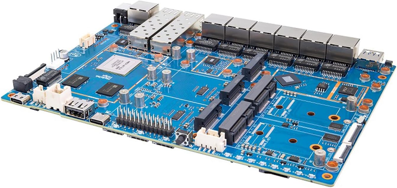 Banana Pi BPI-R4 Pro 8X/4E WiFi 7 Wireless Dual-Band WiFi Router Board OpenWRT, MediaTek MT7988A30K DMIPS SoC - 2X 10GbE SFP&RJ45, 4X 2.5GbE LAN for NAS Smart Home Gateway (Bundle1, 8X)