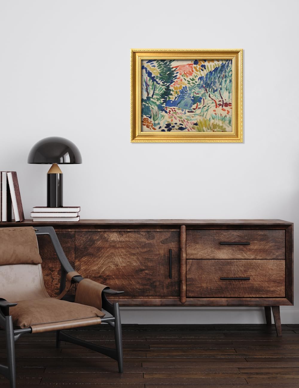 IPIC - In Landscape at Collioure by Henri Matisse, Framed Giclee Print on Canvas, Classic Wall Art with Gold Frame for Living Room or Bedroom, Image: 20x16, Total: 24.8 x 20.8, Made in USA
