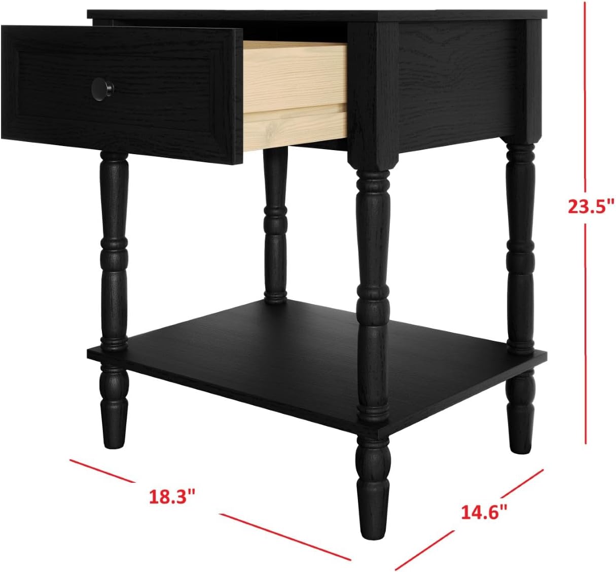 HOME DESIGN Homer Full Tufted Wingback Upholstered Panel Bed with 2 Matching 1 Drawer Nightstands, Bedroom Furniture Set with Open Shelf Storage, Black Black