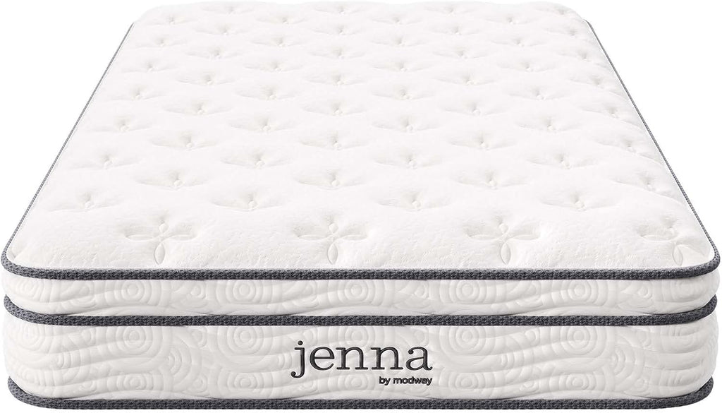 Modway Jenna 8' Innerspring and Memory Foam Twin Mattress With Individually Encased Coils, White