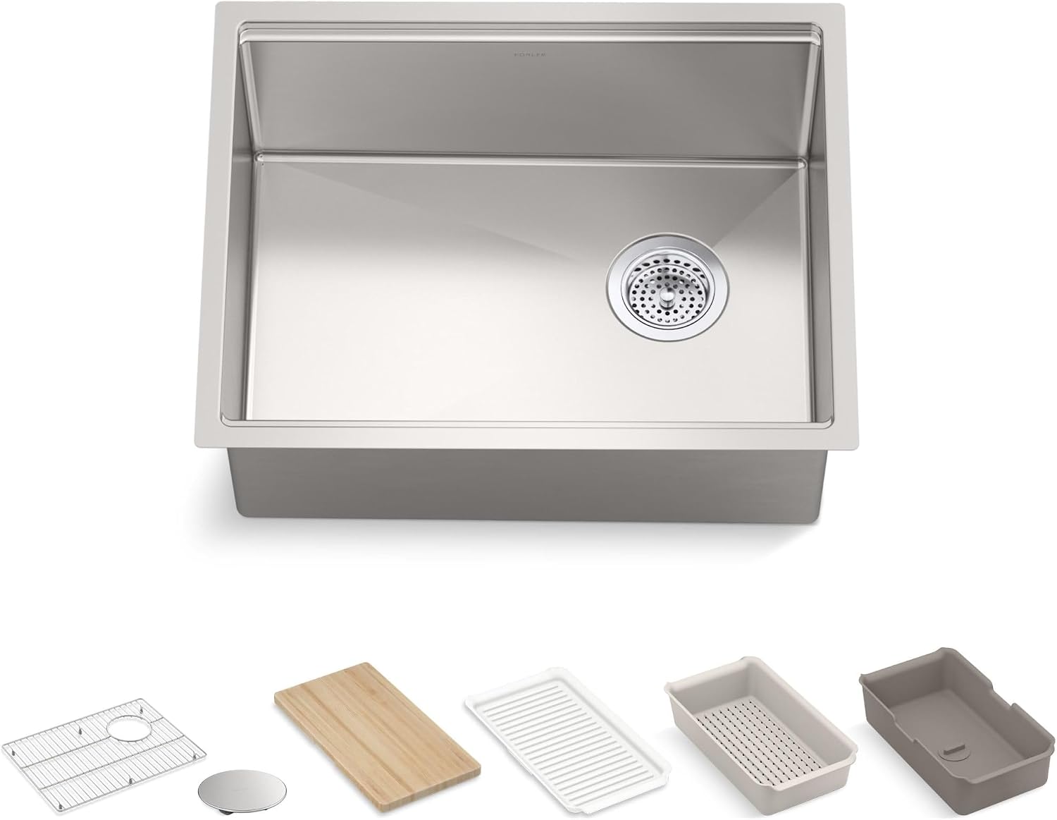 Kohler 33659-PC-NA Strive® 23' undermount single-bowl workstation kitchen sink, Stainless Steel