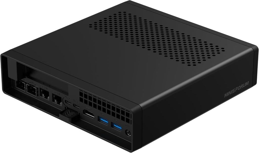 MINISFORUM AMD Ryzen 9 8945HX MS-A2 Mini PC (16C/32T, up to 5.4GHz), 32GB DDR5 2TB SSD, PCIe×16, HDMI/2x USB-C (8K@60Hz), 2X SFP+ 10G, 2X 2.5G LAN, 3X SSD M.2 (2280/22110/U.2)