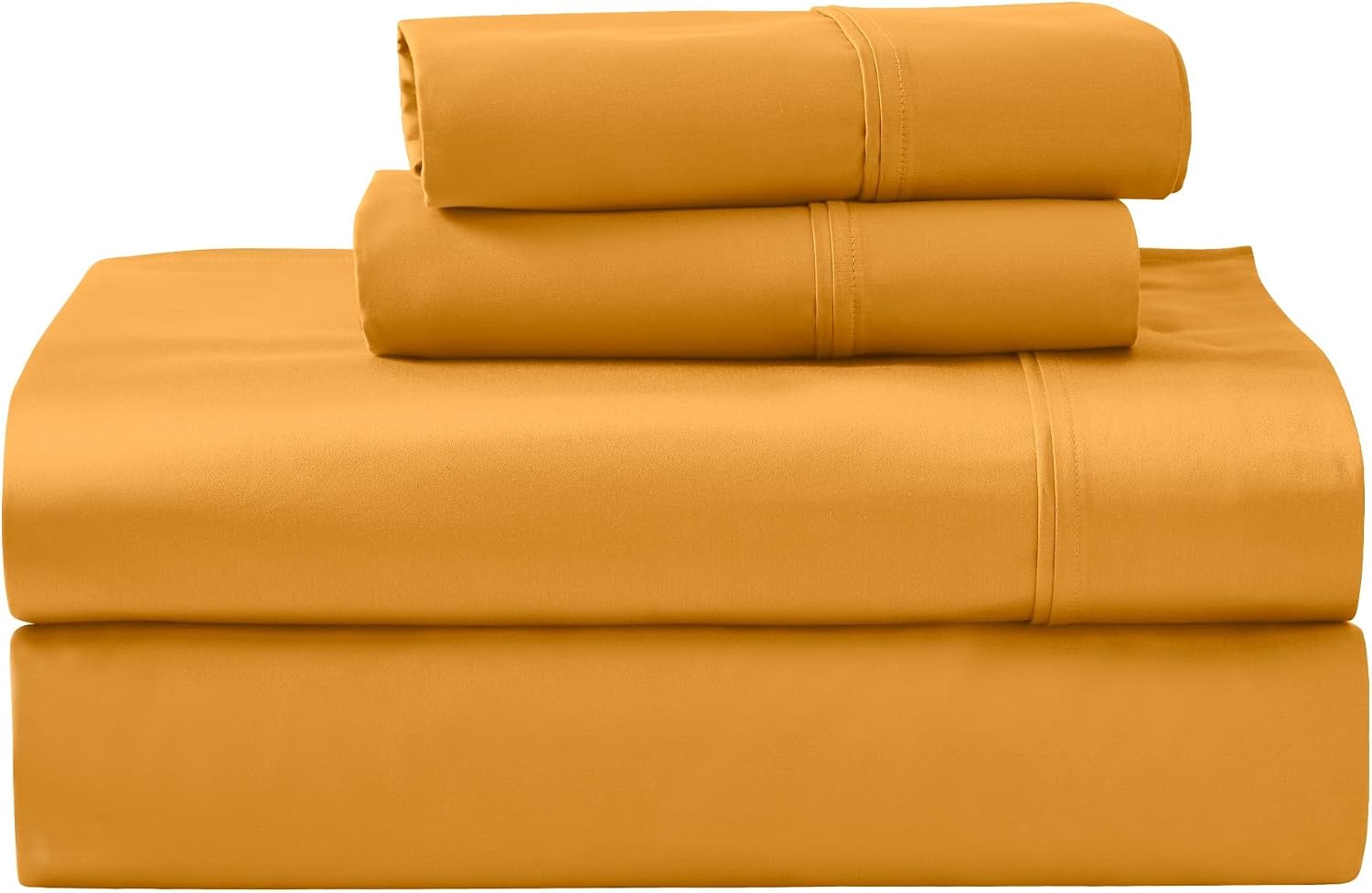 Superior 1200 Thread Count Egyptian Cotton Sheet Set, Bedroom Sheets, Modern Home Essentials, Luxury Bedding, 1 Elastic Deep Pocket Fitted Bed Sheet, 1 Flat Sheet, 2 Pillowcases, Queen, Dijon