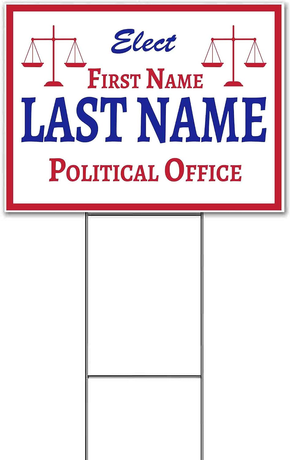 Elect Name Political Office Customizable (18' x 24') Yard Sign, Quantity Discounts, Multi-Packs, Includes Metal Step Stake, Bandit, New, Advertising, USA