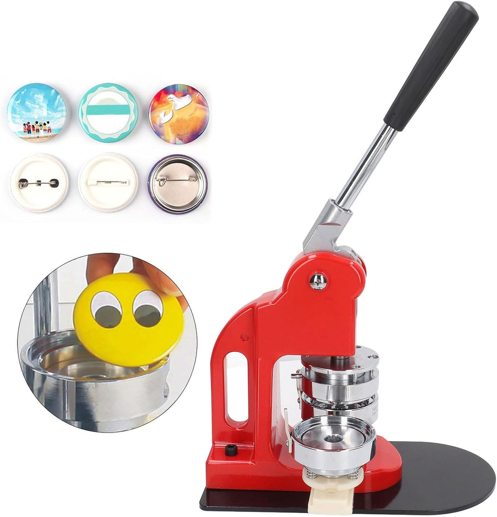 Fafeicy Button Maker Machine Stainless Steel Badge Press with 100PCS Button Parts, High Maker for Homemade Buttons Political Campaigns Sporting Events Parties (32mm)