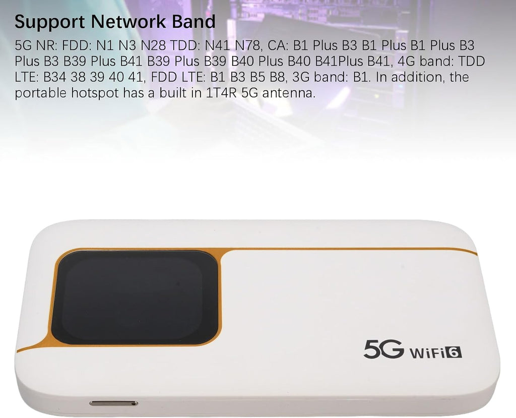 5G WiFi 6 Mobile Hotspot, Wireless Hotspot Router, Portable WiFi Device Supports SIM Card Slot and 16 Devices, 2.01 inch Touch Screen 7100mAh Rechargeable for Travel, Home