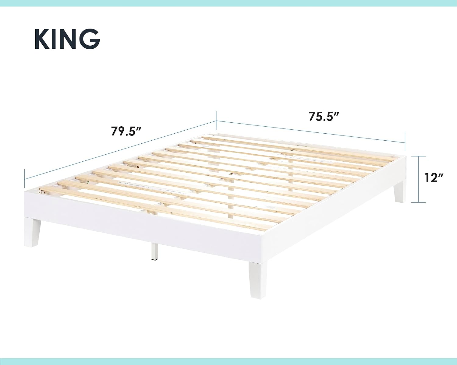 Mellow Naturalista Grand 12 Inch Solid Wood Platform Bed with Wooden Slats, Easy Assembly, Queen, White