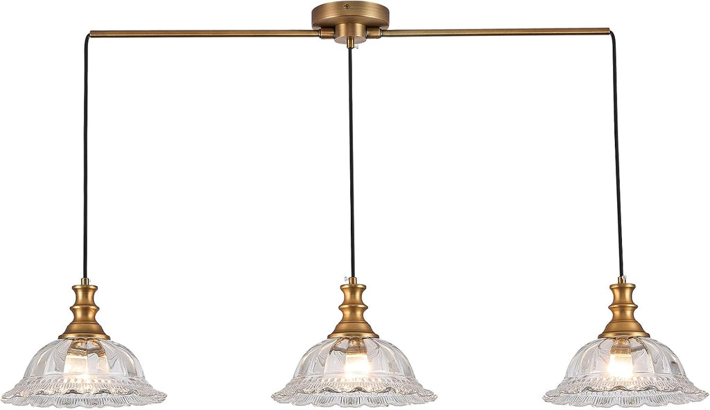 HDDFL Vintage 3 Light Pendant Light Fixtures Modern Glass Hanging Lights with Adjustable Cord for Kitchen Island Dining Room Living Room Hallway