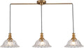 HDDFL Vintage 3 Light Pendant Light Fixtures Modern Glass Hanging Lights with Adjustable Cord for Kitchen Island Dining Room Living Room Hallway