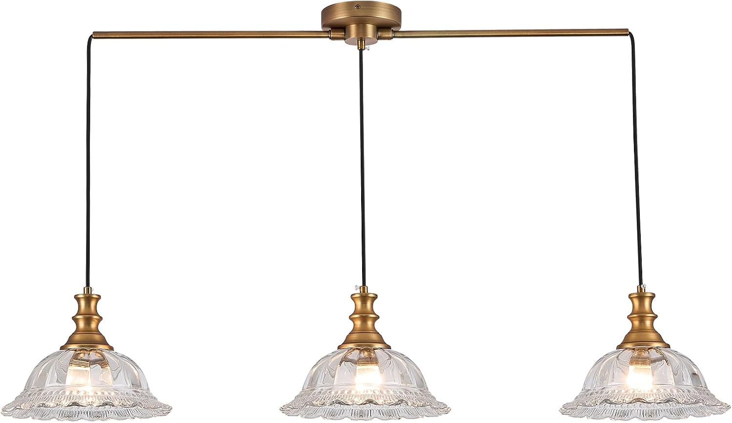 HDDFL Vintage 3 Light Pendant Light Fixtures Modern Glass Hanging Lights with Adjustable Cord for Kitchen Island Dining Room Living Room Hallway