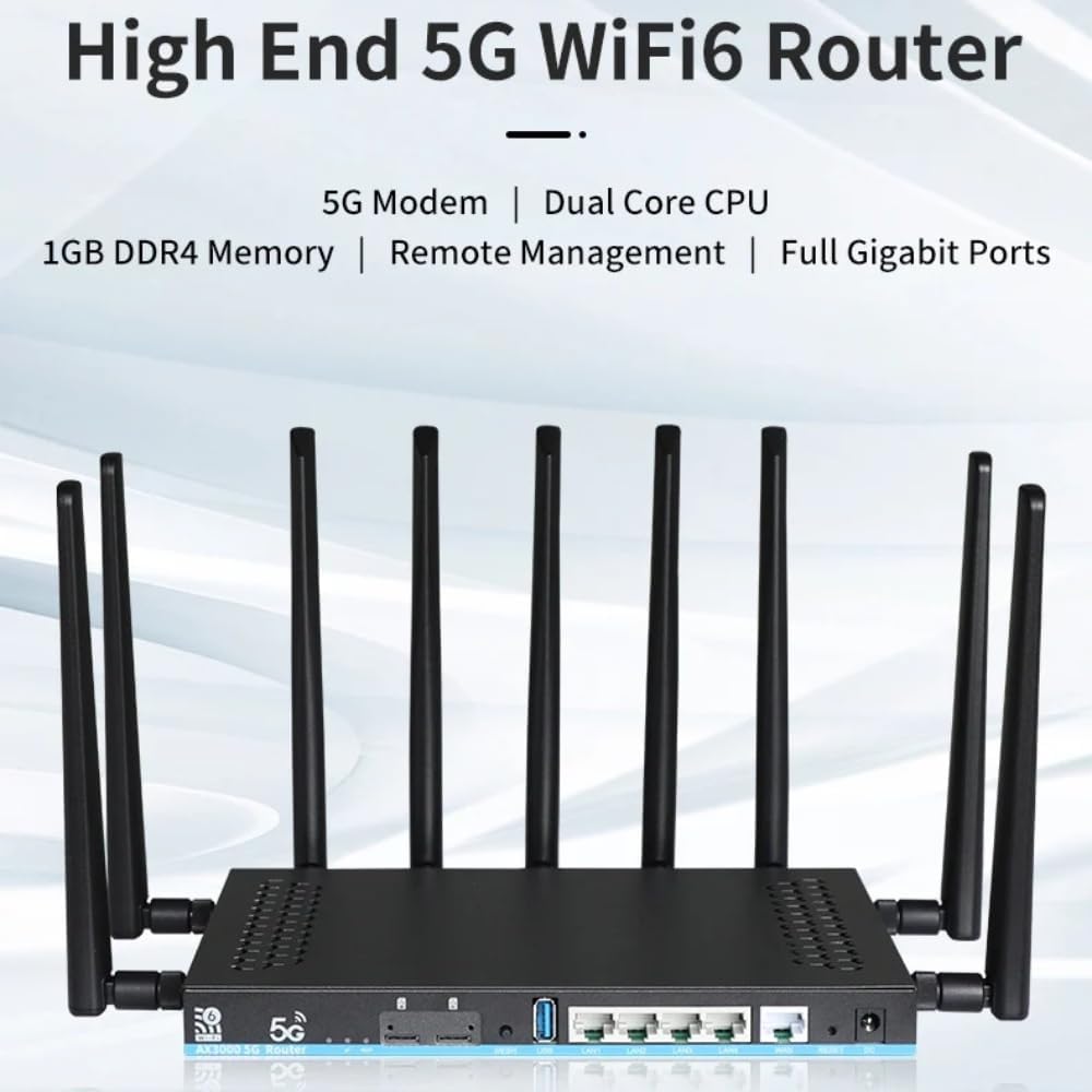 Dual SIM Card 5G Router 2*SIM Wifi6 3000Mbps Openwrt DDR4 1GB 4*LAN USB3.0 5G Modem MU-MIMO 4T4R Antenna WiFi Booster