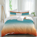 Bohemian Gradient Blue Duvet Cover Set Queen Size 4 Pieces Modern Minimalist Red Orange Ocean Beach Bedding Set with Zipper Closure, 1 Comforter Cover 86x86 Inches 1 Flat Sheet & 2 Pillow Cases