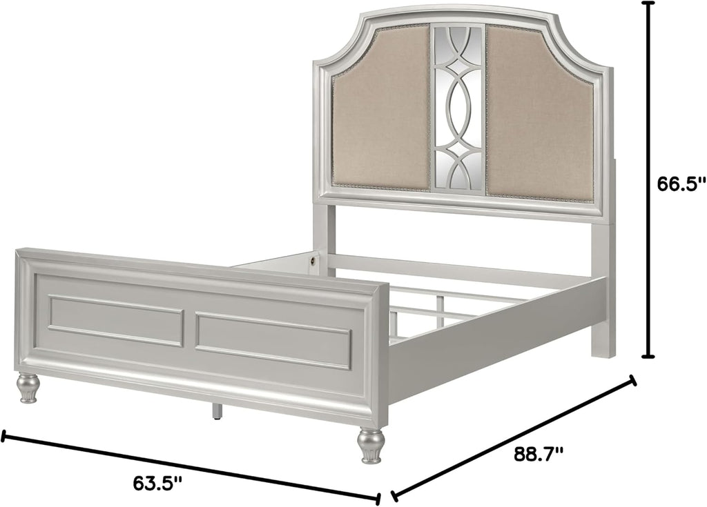 New Classic Furniture Reflections Wood Queen Bed, Silver