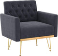 Olela Accent Chair with Arm for Living Room, Velvet Modern Armchair Single Sofa Cozy Tufted Upholstered Reading Side Chairs with Gold Metal Leg for Bedroom Decorate