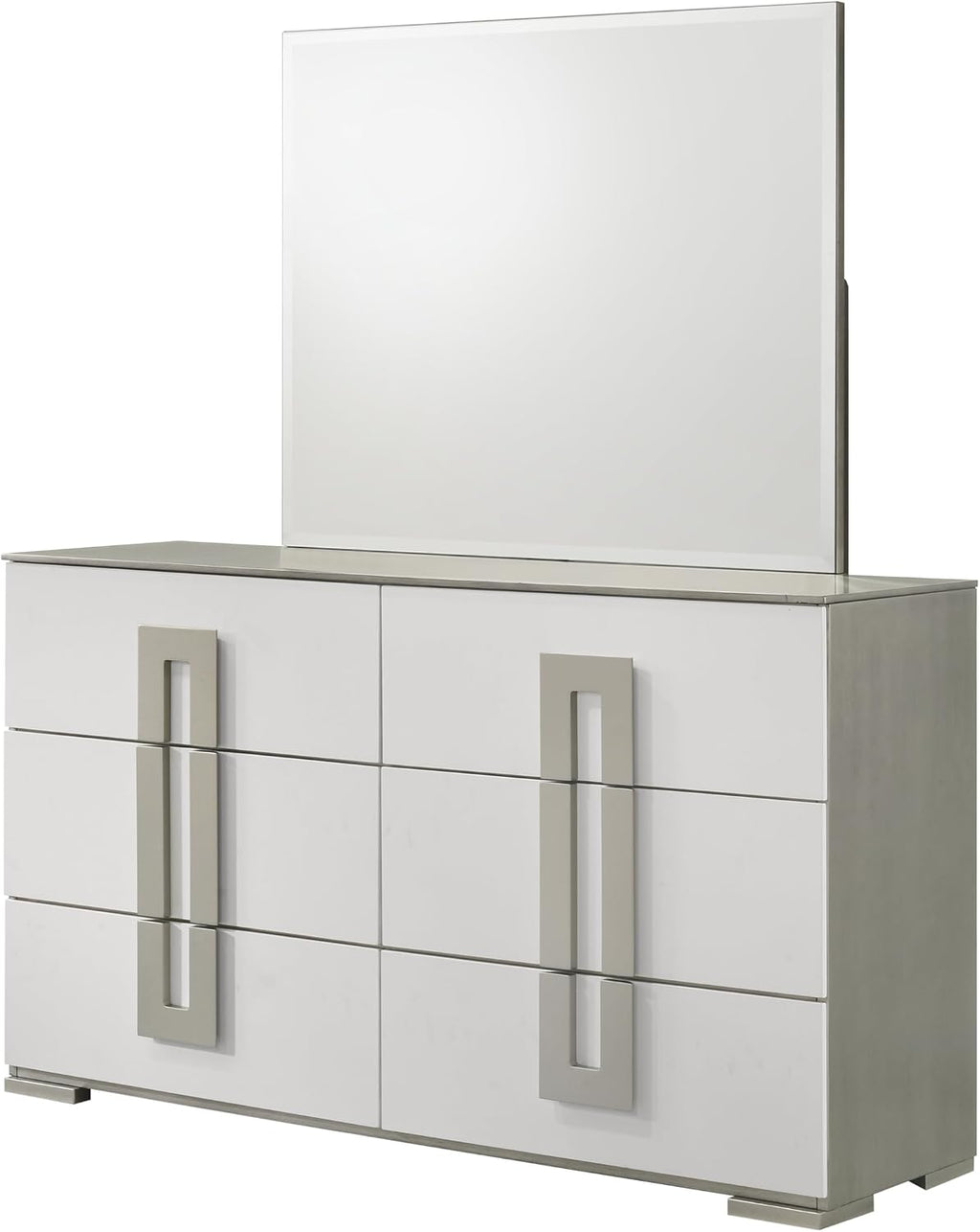 Contemporary Style 5 Pc Full Bedroom Set with LED Headboard Made with Wood in White