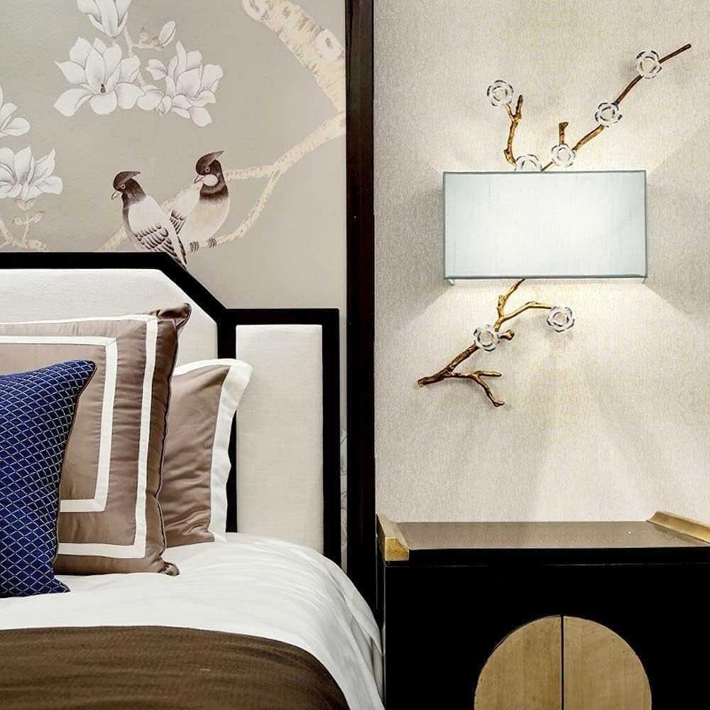 Chinese Style Fabric Wall Lamp Modern Lights Compatible with Home Wall Lighting(Warm White)(Nature White)