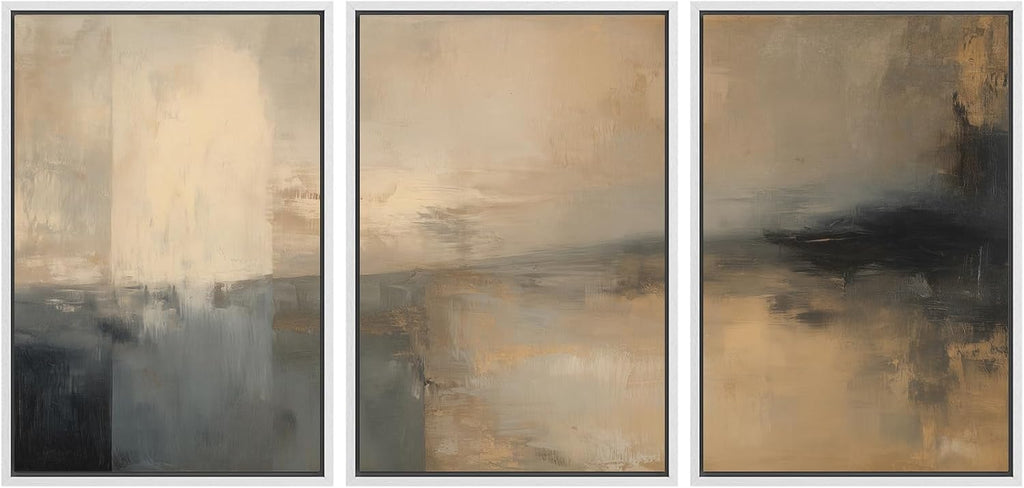 SIGNWIN Framed Wall Art Print Set Twilight Resonance Abstract Illustrations Modern Art Chic Multicolor for Living Room, Bedroom, Office - 24'x36'x3 White