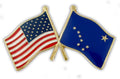 PinMart USA Crossed Friendship American Flag Pin – Gold-Colored Plated Enamel – Clutch Back – Ideal for Events, Awards, Gifts – Durable, Individually Bagged