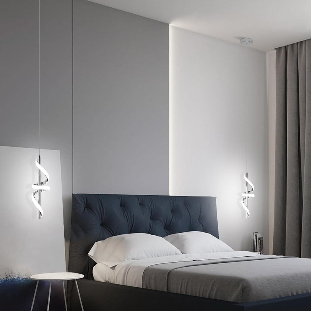 Spiral Led Pendant Light Fixtures, 5500K Cold White Modern Led Pendant Lamp Kitchen Island, Adjustable Height Kitchen Island Lights Fixtures for Dining Room Kitchen Bedroom Cafe, 3 Packs