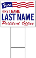 Vote Name Political Office Customizable (18' x 24') Yard Sign, Quantity Discounts, Multi-Packs, Includes Metal Step Stake, Bandit, New, Advertising, USA