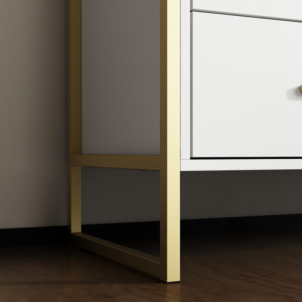 Homsee Extra Large 9 Drawer Double Dresser with Metal Legs, 61.4' L Modern Wood Dresser Chest of Drawers with Wide Storage Space for Bedroom, White